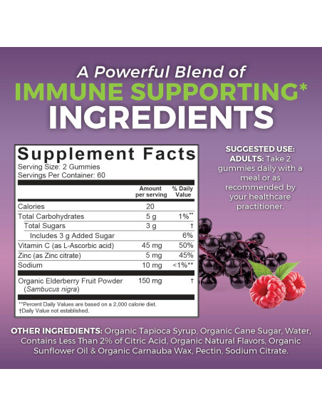 Gomitas de Saúco Orgánicas Viva Naturals 120 gomitas - Inmunidad