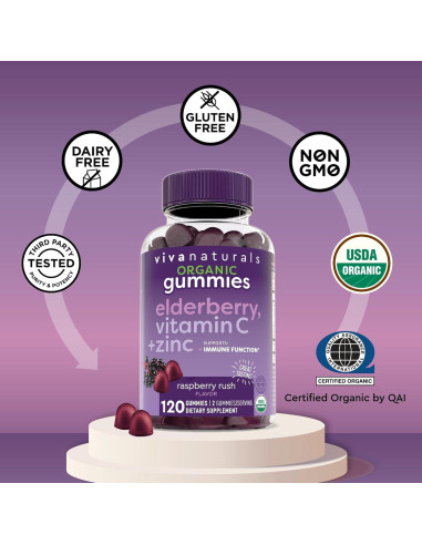 Gomitas de Saúco Orgánicas Viva Naturals 120 gomitas - Inmunidad