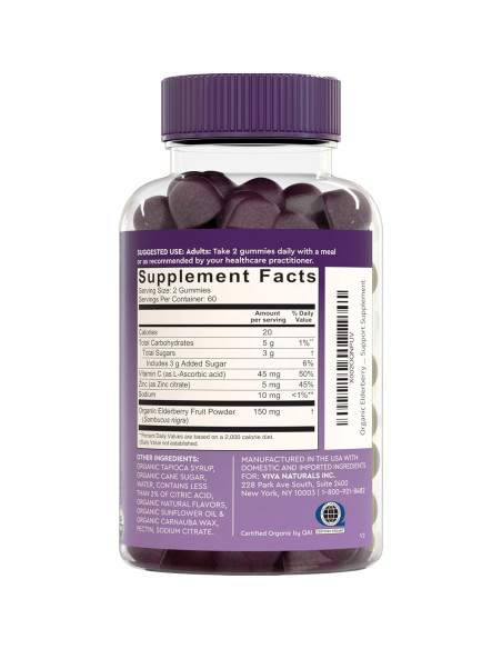 Gomitas de Saúco Orgánicas Viva Naturals 120 gomitas - Inmunidad