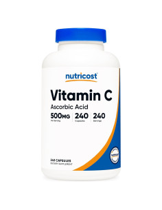 Vitamina C 500mg Nutricost 240 Cápsulas Vegetariano Sin Gluten