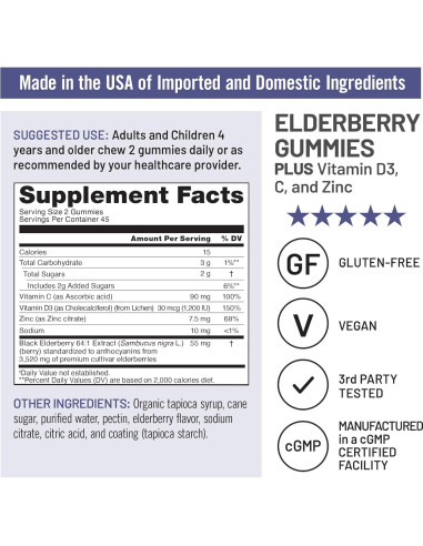 Gomitas de Saúco NatureWise 90 Conteo - Apoyo Inmunológico