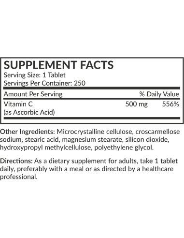 Vitamina C 500mg Futurebiotics - 250 Tabletas Veganas