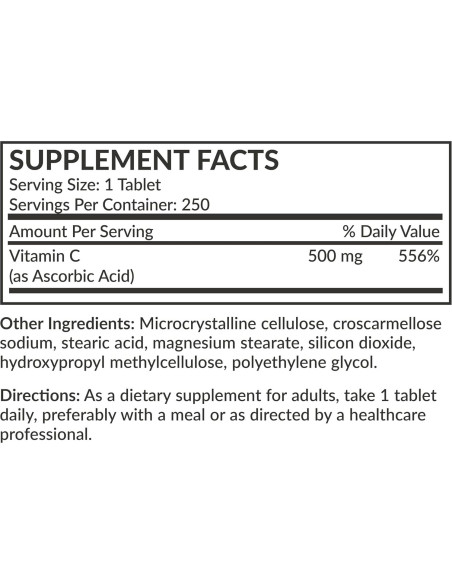 Vitamina C 500mg Futurebiotics - 250 Tabletas Veganas