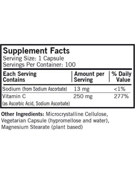 Vitamina C 250 mg Kirkman 100 cápsulas - Antioxidante
