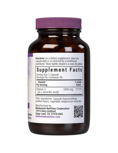 Cápsulas Vegetales Vitamina C 1000 mg Bluebonnet 90 Unidades