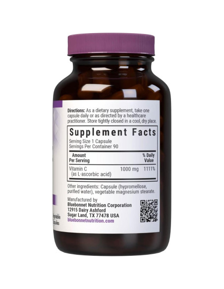 Cápsulas Vegetales Vitamina C 1000 mg Bluebonnet 90 Unidades