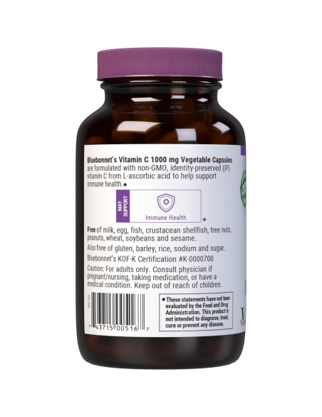 Cápsulas Vegetales Vitamina C 1000 mg Bluebonnet 90 Unidades