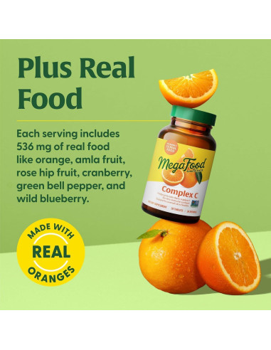 MegaFood Complejo C - Suplemento Vegano 250 mg - 30 Tabletas