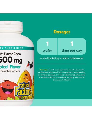 Vitamina C Masticable 500 mg Factores Naturales Tropical 180 Unidades
