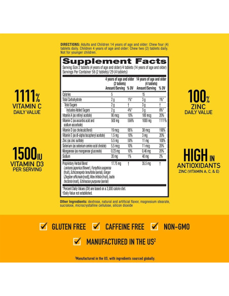 Airborne Suplemento Inmunológico 1000mg Vitamina C + Zinc 116 Tabletas Masticables Airborne Suplemento Inmunológico 1000mg Vitamina C + Zinc 116 Tabletas Masticables