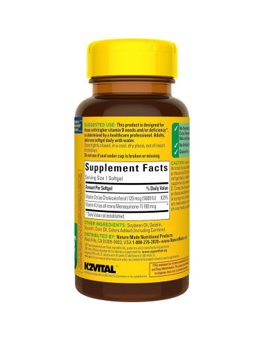 Nature Made Vitamina D3 K2 5000 IU 30 Gelatinas Blandas