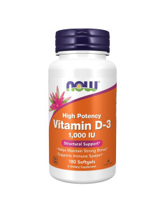 Vitamina D-3 1000 UI Now Foods 180 Gelatinas Blandas Alta Potencia