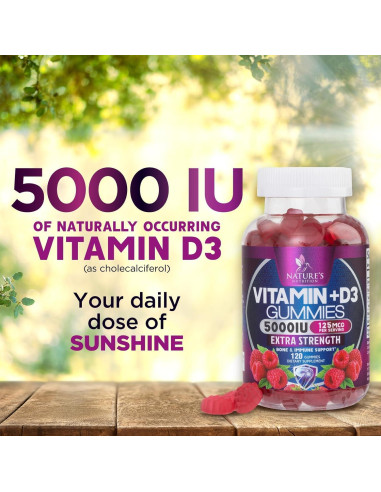 Suplemento Vitamina D3 Gummy 5000 IU Nature's Nutrition - 120 Gomas