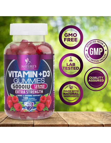 Suplemento Vitamina D3 Gummy 5000 IU Nature's Nutrition - 120 Gomas