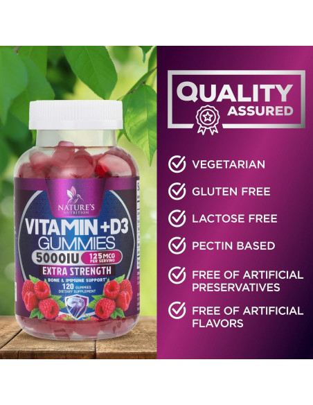 Suplemento Vitamina D3 Gummy 5000 IU Nature's Nutrition - 120 Gomas