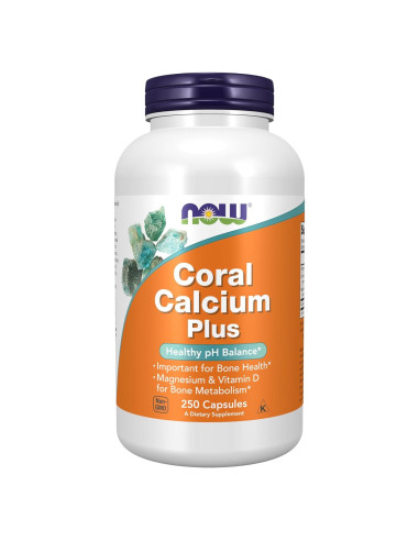 NOW Foods Calcio de Coral Plus 250 Cápsulas Veganas - Salud Ósea