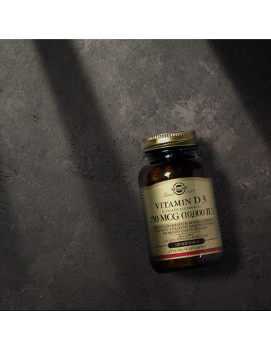 Vitamina D3 Solgar 250 MCG 120 Gelatinas Blandas - Inmunidad y Huesos