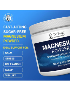 Polvo de Magnesio Glicinato Dr. Berg 240g - Sabor Frambuesa Limón 2
