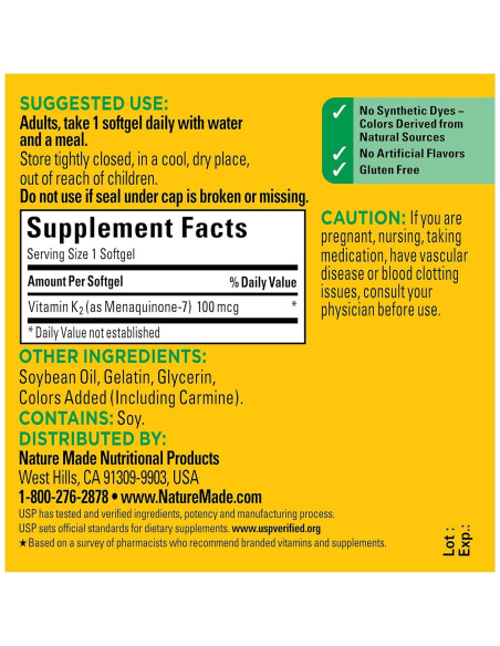 Nature Made Vitamina K2 100 mcg - 30 Gelatinas Blandas