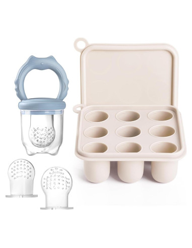 Alimentador de Comida para Bebés Qkie de Silicona - Azul Helado