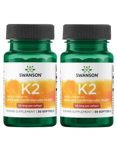 Vitamina K2 Swanson 50 mcg 30 Gelatinas Natural