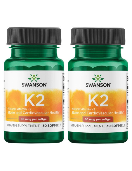 Vitamina K2 Swanson 50 mcg 30 Gelatinas Natural