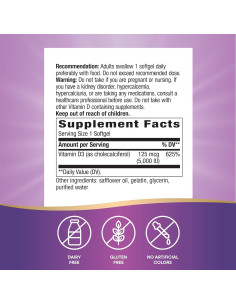 Vitamina D3 Nature's Way 5000 UI 240 Gelatinas Blandas 2