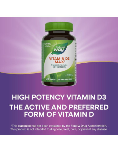 Vitamina D3 Nature's Way 5000 UI 240 Gelatinas Blandas