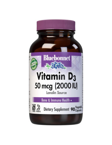 Cápsulas Vegetales Vitamina D3 2000 UI BlueBonnet 90 Unidades