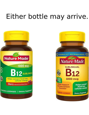 Nature Made B-12 1000 mcg Micro-Lozenges Cereza 50 Unidades x2