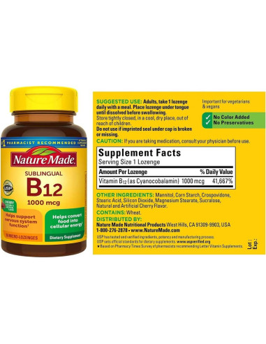 Nature Made B-12 1000 mcg Micro-Lozenges Cereza 50 Unidades x2