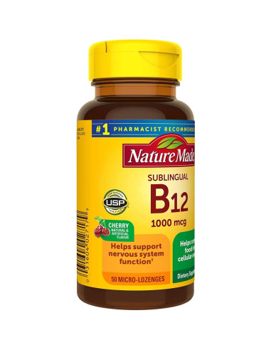 Nature Made B-12 1000 mcg Micro-Lozenges Cereza 50 Unidades x2