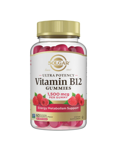 Gummy Vitamina B12 Solgar 1500mcg Sabor Frambuesa 60 Porciones