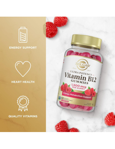Gummy Vitamina B12 Solgar 1500mcg Sabor Frambuesa 60 Porciones