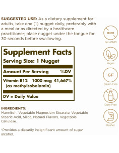 Solgar Metilcobalamina B12 1000 mcg - 60 Nuggets Veganos 2