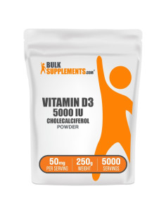 Polvo de Vitamina D3 BulkSupplements 5000 UI 250g Sin Gluten