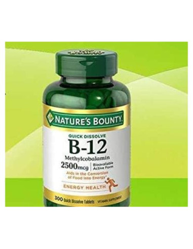B-12 Sublingual Nature's Bounty 2500 mcg 300 Tabletas Cereza