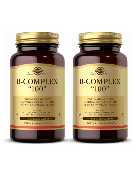 Solgar B-Complejo 100 - 200 Cápsulas Vegetales - Energía y Nervios