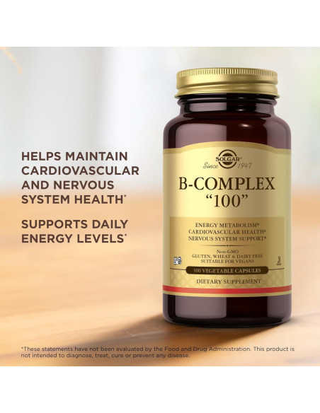 Solgar B-Complejo 100 - 200 Cápsulas Vegetales - Energía y Nervios