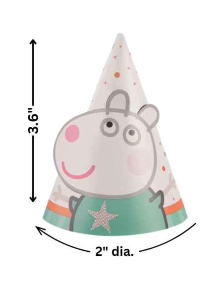 Sombreros Mini de Fiesta Peppa Pig - Paquete de 8 - 9.3 cm Sombreros Mini de Fiesta Peppa Pig - Paquete de 8 - 9.3 cm