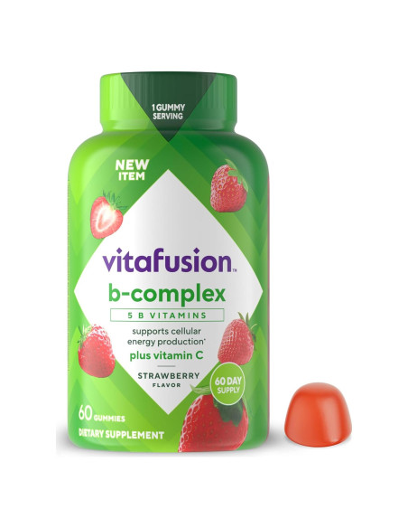 Suplemento Gummy B-Complejo Vitafusion 60 Unidades Sabor Fresa