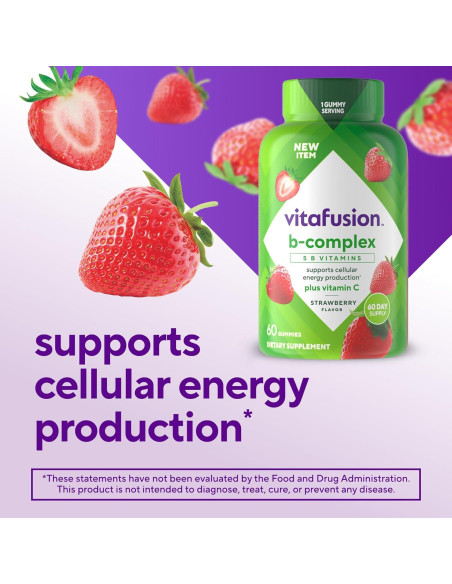 Suplemento Gummy B-Complejo Vitafusion 60 Unidades Sabor Fresa