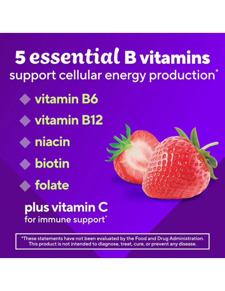 Suplemento Gummy B-Complejo Vitafusion 60 Unidades Sabor Fresa