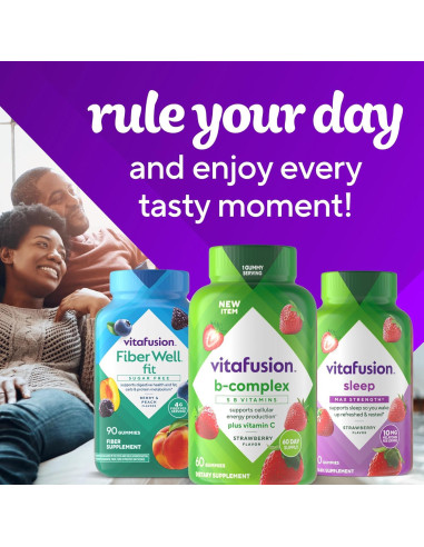 Suplemento Gummy B-Complejo Vitafusion 60 Unidades Sabor Fresa