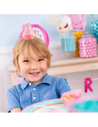 Sombreros Mini de Fiesta Peppa Pig - Paquete de 8 - 9.3 cm