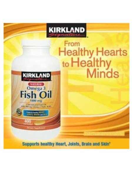 Concentrado de Aceite de Pescado Omega-3 1000 Mg Kirkland 400 Cápsulas