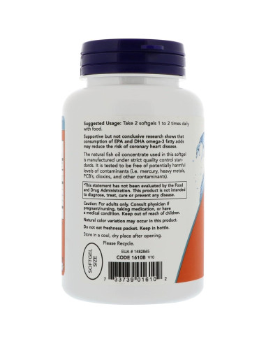Suplemento Omega-3 NOW Foods DHA 250mg 120 Cápsulas
