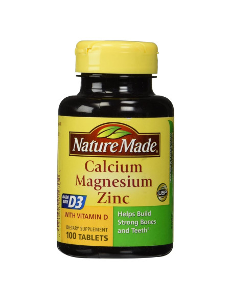 Suplemento de Calcio, Magnesio y Zinc Nature Made 100 Tabs