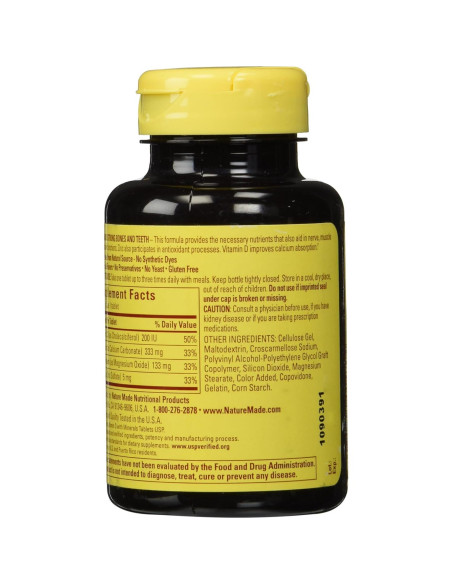 Suplemento de Calcio, Magnesio y Zinc Nature Made 100 Tabs