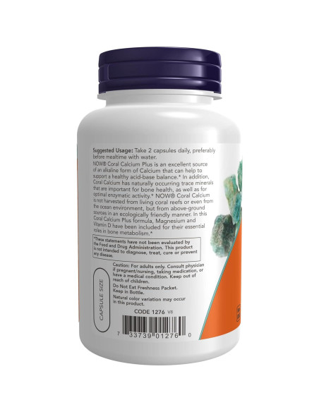 Now Foods Coral Calcium Plus con Magnesio y Vitamina D - 100 Cápsulas Now Foods Coral Calcium Plus con Magnesio y Vitamina D - 100 Cápsulas
